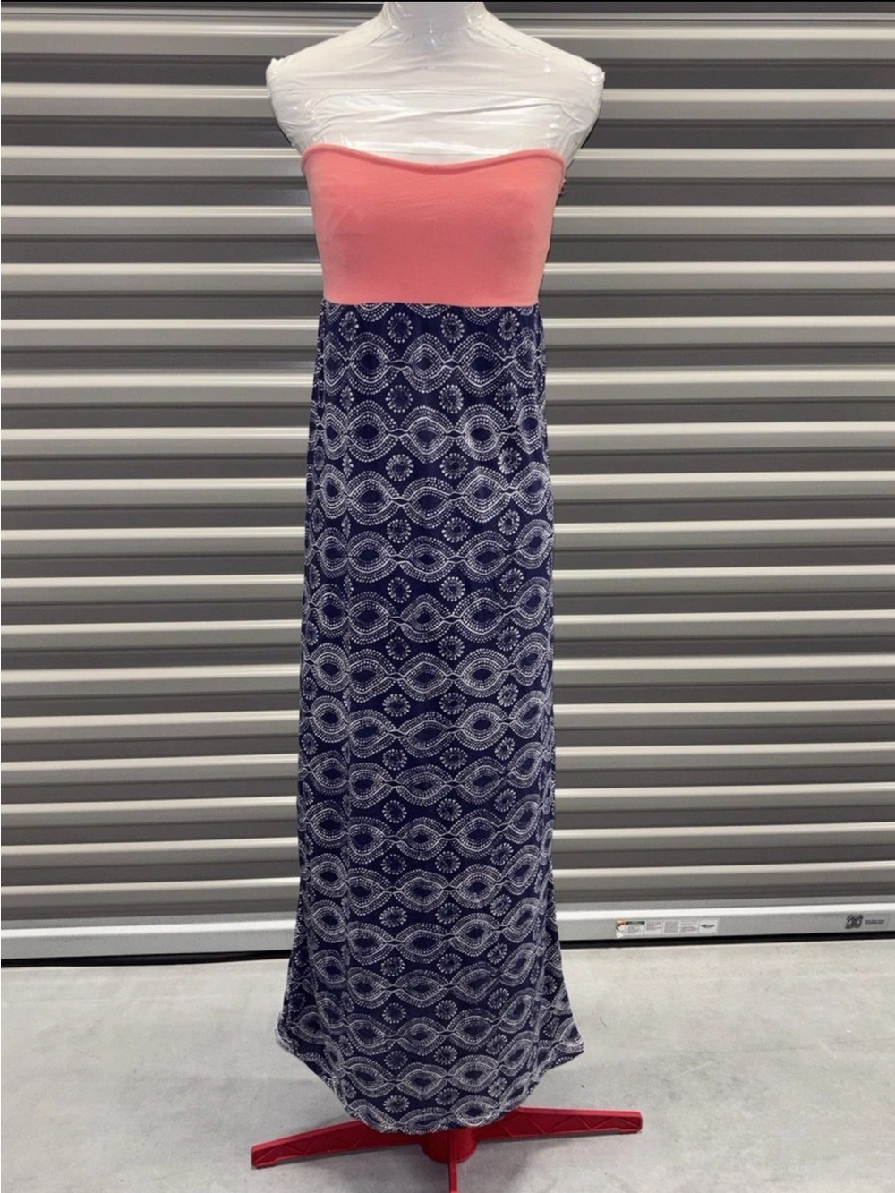 Roxy Y2K Tube Top Colorblocked Maxi Dress SZ.XS Coastal Cowgirl Surf Chic Boho